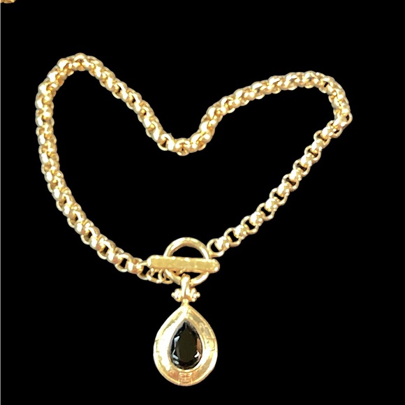 Vintage 1980’s Givenchy Black Onyx Toggle Necklace